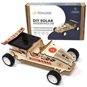 New TOYLOGS DIY Solar Wooden Race Model Car Kit - STEM Projects for Kids Ages 8+